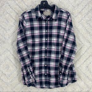 banana repubic long sleeve button up shirt pink black womens comfort wash read